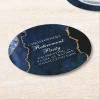 Elégant Marine Blue Gold Agate Retraite Party