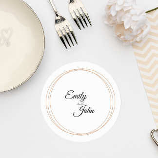 Dessous-de-verre Rond En Papier Elegant Minimalist Wedding Coaster