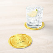 Dessous-de-verre Rond En Papier Élégant Modèle Personnalisé Faux Or Monogramme Mod (En situation)