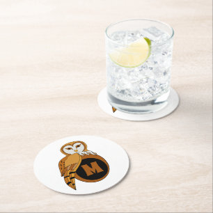 Dessous-de-verre Rond En Papier Élégant monogramme de Chouette à la Grange Britann
