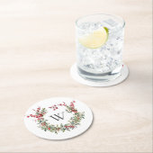 Dessous-de-verre Rond En Papier Élégant MonogrammeVacances de Noël (En situation)