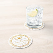 Dessous-de-verre Rond En Papier Élégant Motif d'or Mariage indien (En situation)