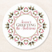 Dessous-de-verre Rond En Papier Élégant Noël Mandala Custom Botanical (Devant)