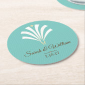 Dessous-de-verre Rond En Papier Élégant Palmetto Art Déco Blanc | Personnalisé (Incliné)