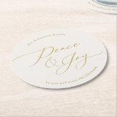 Dessous-de-verre Rond En Papier Elegant Peace & Joy Gold Script Christmas (Incliné)