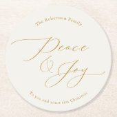 Dessous-de-verre Rond En Papier Elegant Peace & Joy Gold Script Christmas (Devant)