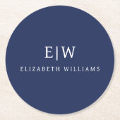 Dessous-de-verre Rond En Papier Élégant professionnel simple Monogramme minimalist (Devant)