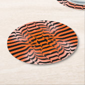 Dessous-de-verre Rond En Papier Elegant psychédélique orange noir Tiger Skin Print (Incliné)
