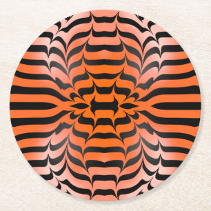 Dessous-de-verre Rond En Papier Elegant psychédélique orange noir Tiger Skin Print