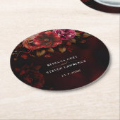 Dessous-de-verre Rond En Papier Elégant rouge noir Mariage moody romantique (Incliné)