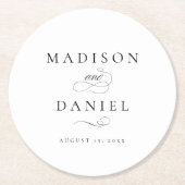 Dessous-de-verre Rond En Papier Élégant script moderne Mariage classique (Devant)