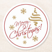 Dessous-de-verre Rond En Papier Elégant Simple Joyeux Noël Wish Wordart (Devant)