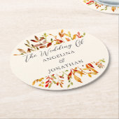 Dessous-de-verre Rond En Papier Elégante aquarelle Feuilles Automne Mariage Person (Incliné)