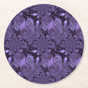 Dessous-de-verre Rond En Papier Élégante étincelle Royale Purple Liquide