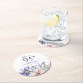 Dessous-de-verre Rond En Papier Élégante fête florale rose pourpre 95e anniversair (En situation)