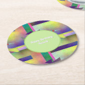 Dessous-de-verre Rond En Papier Elemental Abstract Pattern Happy Birthday (Incliné)