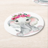 Dessous-de-verre Rond En Papier Elephant Baby Shower (Incliné)