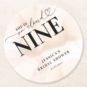 Dessous-de-verre Rond En Papier Elle est sur Cloud Nine Heart Script Bridal Shower