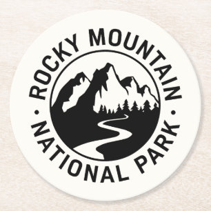 Dessous-de-verre Rond En Papier Emblem du parc national des Rocheuses