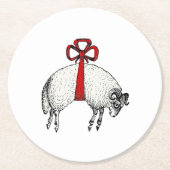 Dessous-de-verre Rond En Papier Emblème héraldique en laiton de bélier berceau (Devant)