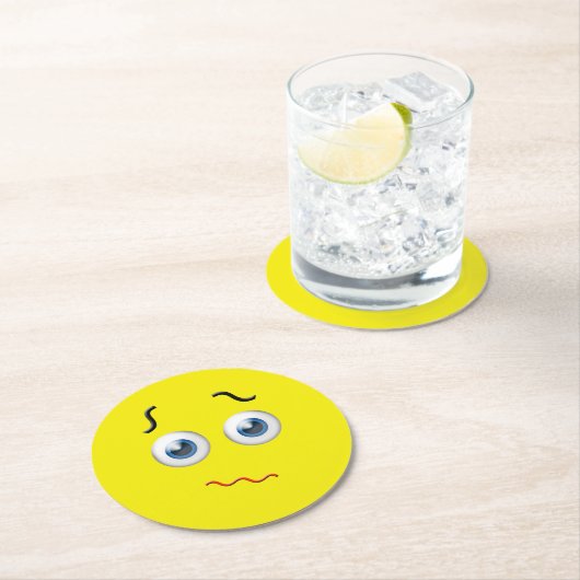 Dessous-de-verre Rond En Papier Emoji perplexe (En situation)