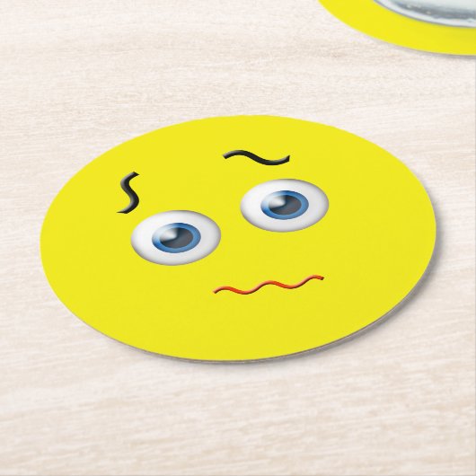 Dessous-de-verre Rond En Papier Emoji perplexe (Incliné)