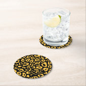 Dessous-de-verre Rond En Papier Empreinte de léopard (En situation)