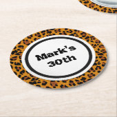 Dessous-de-verre Rond En Papier Empreinte de léopard (Incliné)