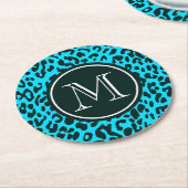 Dessous-de-verre Rond En Papier Empreinte de léopard bleu (Incliné)