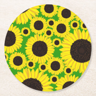 Dessous-de-verre Rond En Papier Enfant au tournesol Fête d'anniversaire d'été Fleu