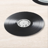 Dessous-de-verre Rond En Papier Enregistrement noir vinyle retro (Incliné)