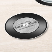 Dessous-de-verre Rond En Papier Enregistrer le vinyle rétro Enregistrer la date An (Incliné)