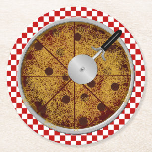 Dessous-de-verre Rond En Papier Ensemble de Dessous de verre Pepperoni Pizza-Round