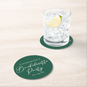 Dessous-de-verre Rond En Papier Enterrement de vie de jeune fille vert émeraude pe