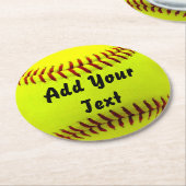 Dessous-de-verre Rond En Papier Entraîneur de l'équipe du softball jaune de footba (Incliné)