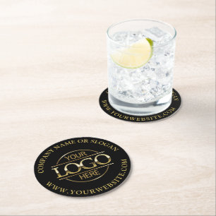 Dessous-de-verre Rond En Papier Entreprise Moderne de Logo sur Mesure Simple pour
