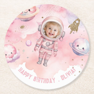 Dessous-de-verre Rond En Papier Espace extra-atmosphérique Premier voyage autour d