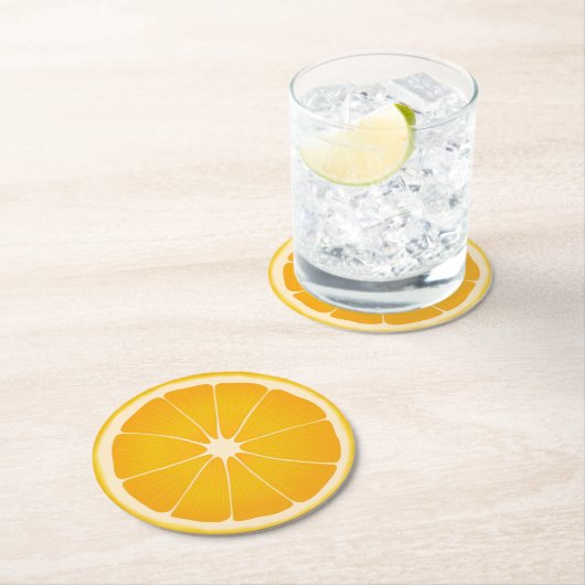 Dessous-de-verre Rond En Papier Été Orange Citrus (En situation)
