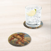 Dessous-de-verre Rond En Papier Étiquette du tabac, 1868. (En situation)