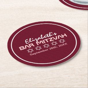 Dessous-de-verre Rond En Papier Étoile de David Bat mitzvah Motif