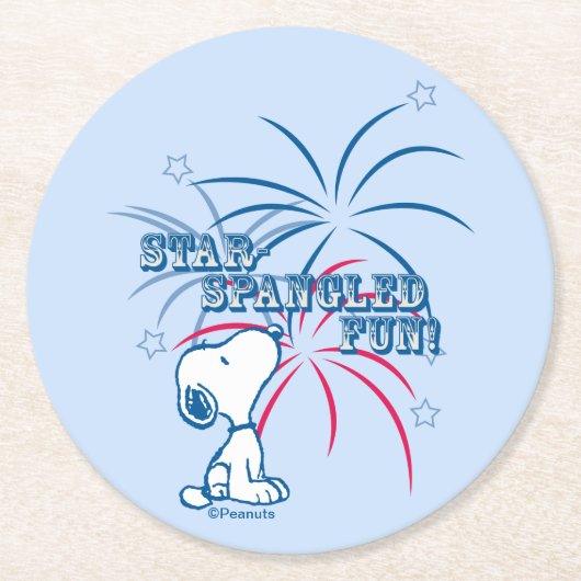Dessous-de-verre Rond En Papier Étoile Snoopy Fun Spangé (Devant)