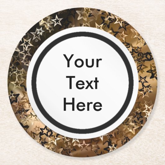 Dessous-de-verre Rond En Papier Étoiles d'or (Devant)