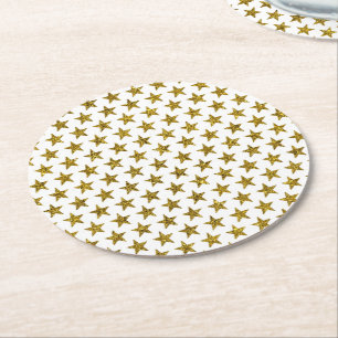 Dessous-de-verre Rond En Papier Étoiles pailletées or