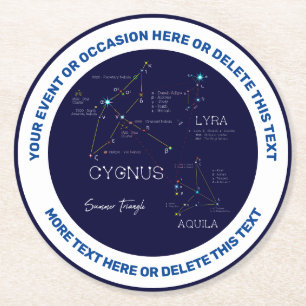 Dessous-de-verre Rond En Papier Étoiles triangulaires d'été de l'hémisphère Nord