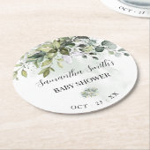 Dessous-de-verre Rond En Papier Eucalyptus Baby shower Succulent (Incliné)