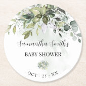 Dessous-de-verre Rond En Papier Eucalyptus Baby shower Succulent (Devant)