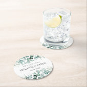 Dessous-de-verre Rond En Papier Eucalyptus Verdure Custom Boho Rustique Mariage (En situation)