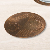 Dessous-de-verre Rond En Papier Euro 5 Cent pièce d'argent (Incliné)