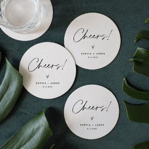 Dessous-de-verre Rond En Papier EVERLEIGING Minimalist Mariage Cheers Dessous de v