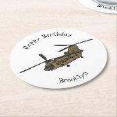 Dessous-de-verre Rond En Papier Exemple d'hélicoptère militaire Chinook (Incliné)